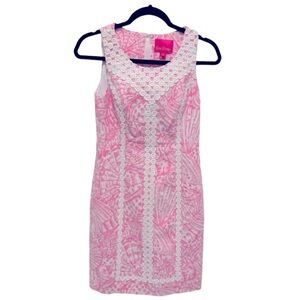 RARE NWT LILLY PULITZER
MACFARLANE EYELET DETAIL STRETCH SHIFT DRESS PELICAN